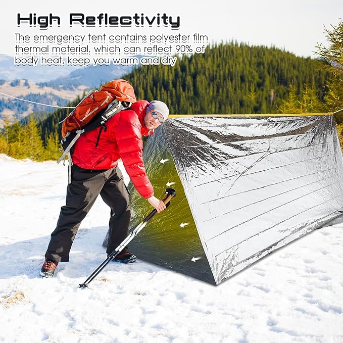 Woanger 4/10/20 Pcs Emergency Tent for Homeless Survival Tents Bulk 2 Person Tube Camping Tents 8 ft x 3 ft Shelter Survival Tent Portable Shelter for Hiking Backpacking Camping Outdoor