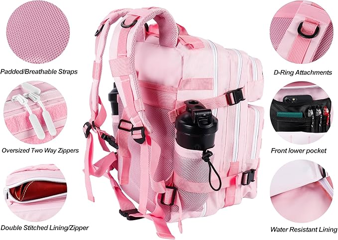 LHI Tactical Military Backpack for Men and Women 25L/35L Army Assault Pack Bag Small Rucksack with Bottle Holder