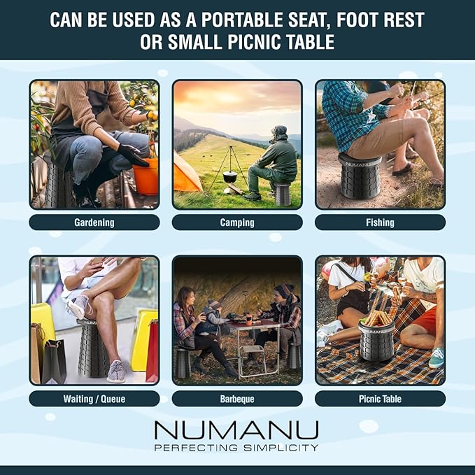 NUMANU 2025 Upgraded XXL Collapsible Stool 19.7", 1000lbs Max Weight, Wider & Taller Pop Up Seat, Heavy Duty Portable Retractable Folding Chair or Travel Foot Rest, Gift for Camping & Outdoors