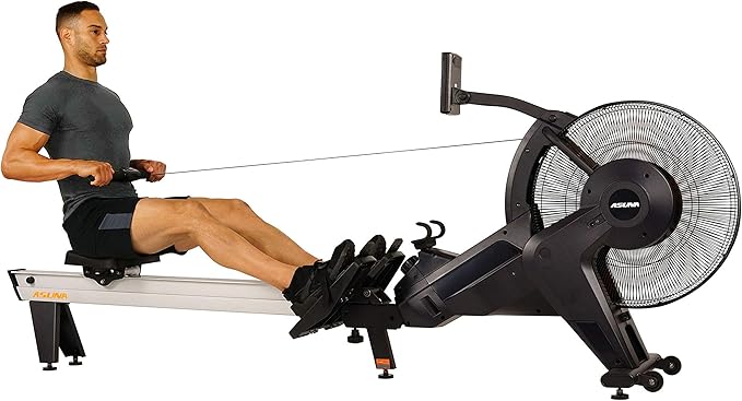 Sunny Health & Fitness Premium Smart Air & Magnetic Resistance Rowing Machine, Foldable Long Silding Rail Exercise Rower for Home Training, Optional Free SunnyFit App Connection