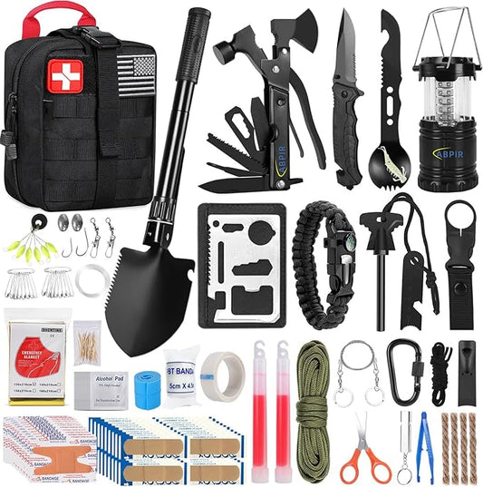 170 PCS Survival Kits, Survival First Aid Kit with Essential Survival Gear Emergency Medical Supplies for Hiking Camping Backpacking Outdoor Adventure, Gifts for Him Dad Men Christmas