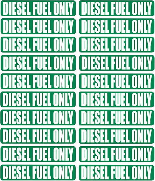20 Pcs Diesel Fuel Only Stickers for Oil Tank Can Truck Tractor Gas Cap Weatherproof Adhesive Decals