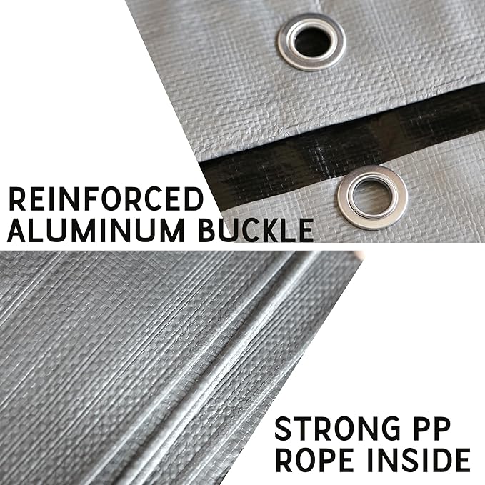 STARPYNG-12 Mil Silver/Black 20x30 Feet Tarp-Heavy Duty Poly Tarp-Cover,Waterproof, UV Resistant, Weather Resistant, Cover Cars, Boats, Courtyards,Camping