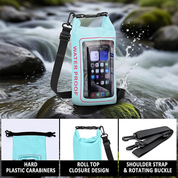154 Pieces Waterproof Boat First Aid Kit Dry Bag with Cell Phone Bug Out Bags Pouch Roll Top Boat Emergency Kit 2-in-1 for Camping Fishing Kayaking Swimming Rafting