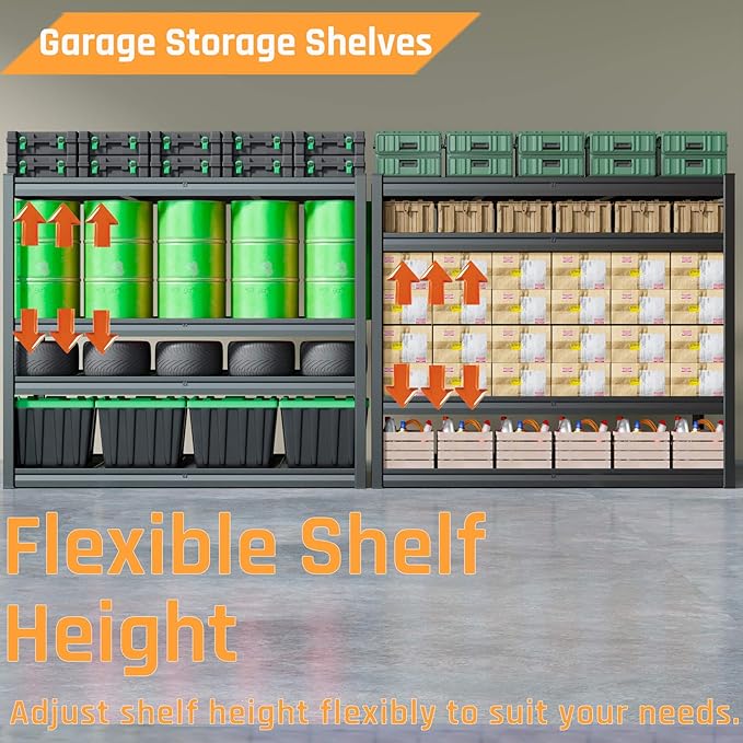 30" D Storage Shelves, 72" W Garage Shelving Heavy Duty Metal Adjustable Garage Shelves, Shelving Units Industrial Shelving for Warehouse, 72" W x 30" D x 72" H,2 Pack