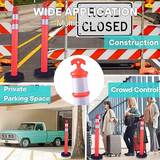 3PACK BESEA Traffic Delineator Cone 45”High Orange Traffic Safety Delineator Cones with Heavy Duty Rubber Base for Construction Site, Road Parking, People Control in Public(3PACK)