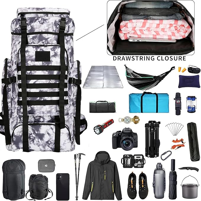 Hiking Backpack for Men 70L/100L Camping Backpack Military Rucksack Molle 3 Days Assault Pack for Climbing