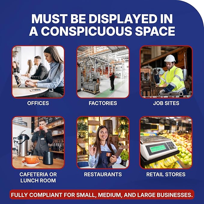 2026 California State and Federal Labor Law Poster - English Spanish Combo - OSHA Workplace Compliant - Mandatory Regulations Posting for Employees - All-In-One Required Compliance Posting 17" x 40" Laminated