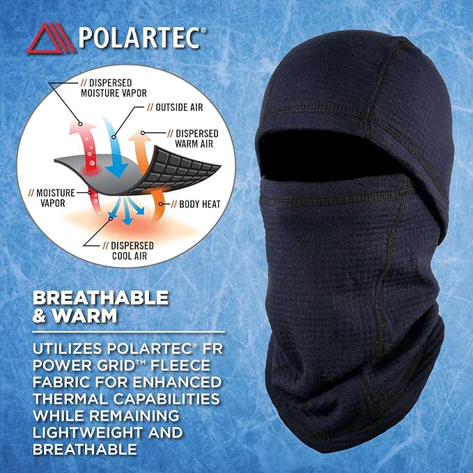 Ergodyne - 16848 Winter Balaclava, Fire Resistant, FR Compliant-Meets ASTM F1506 & NFPA 2112, N-Ferno 6847, Black Navy