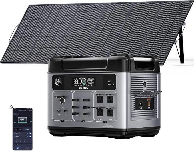 OUKITEL P2001 Plus 2400W Solar Generator with 500W Solar Panel, 2048Wh Solar power station with 4 AC Outlets (5000W Peak), 1.5H Full Charging, APP Control Battery Backup for Home, Camping & RVs