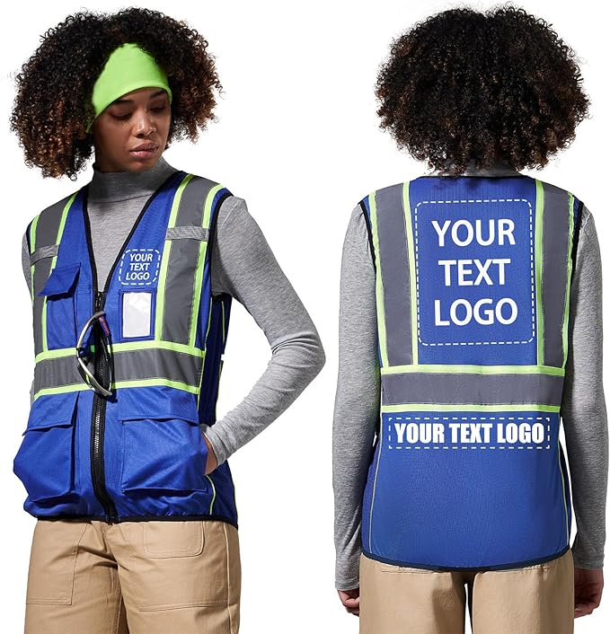 AYKRM Custom Logo Personalised Printed High Visibility Reflective 2 two tone work construction Safety Vest