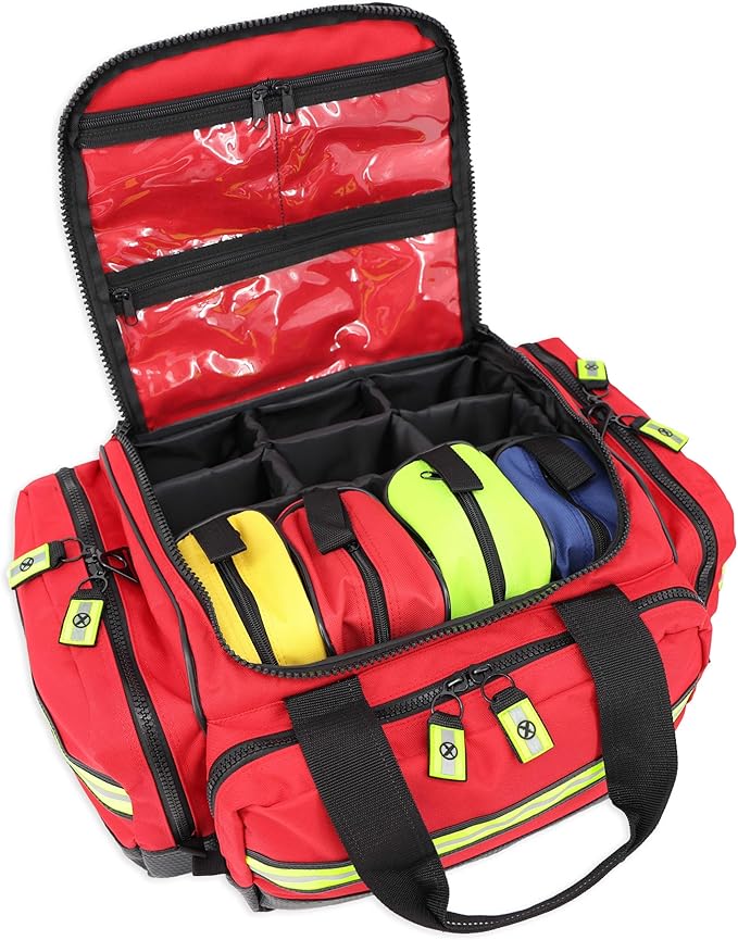 Lightning X Extra Large Medic First Responder EMT Trauma Bag Stocked w/Fill Kit C - RED