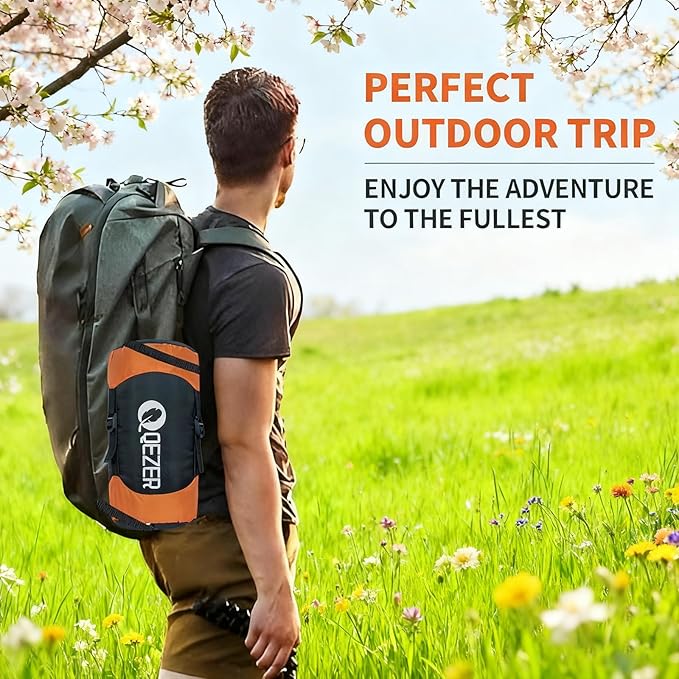 Ultralight Down Sleeping Bag for Adults - 600 Fill Power, Cold Weather, Backpacking, Camping, Hiking