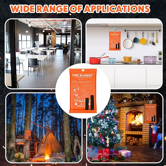 Macarrie 30 Pack Fire Blankets 39” x 39” Fire Blanket Emergency for Home and Kitchen Extinguisher Blankets Fiberglass Suppression Blanket Safety Fireproof Survival for Car Office Warehouse (Orange)