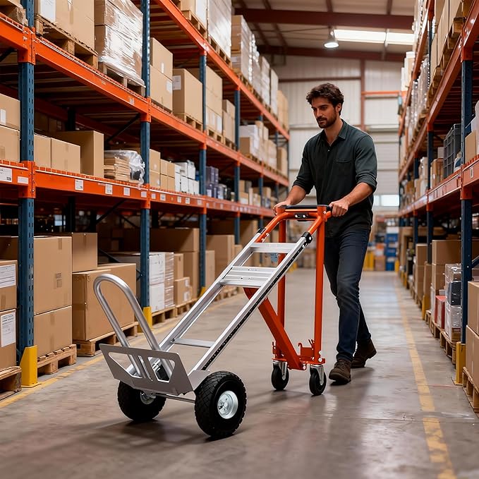 3-in-1 Folding Hand Truck, 800lbs Aluminum Convertible Hand Truck, Dolly for Moving,Heavy Duty Industrial Platform Cart Handtruck for Construction, Logistics, Shopping, Home, Office Moving (Orange)