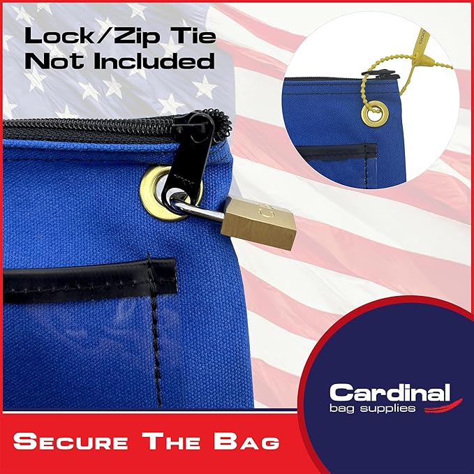 Interoffice Transit Mailbag, Canvas Envelope, Grommet for Padlock & Zip Tie, Large Zipper Pouch, Sack for Documents, 14 x 11 inch (Royal Blue)