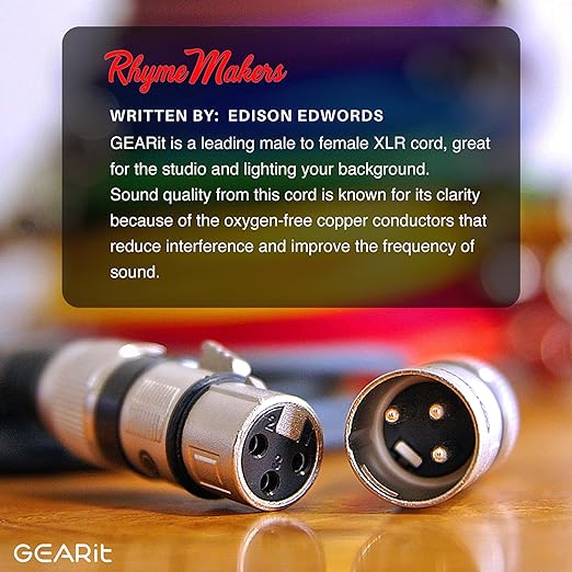 GEARit XLR Male to Female Microphone Cable (1 Feet, 6 Pack) 3-Pin Balanced Shielded Mixer, Recording Studio, Podcast - Black