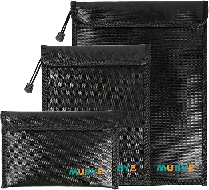 Upgraded Fireproof Waterproof Document Bag - 3 Pack Safe Money Bags with Zipper, Fire & Water Resistant Storage Organizer Pouch for Documents Holder,File,Cash,Passport,Tablet (Black)
