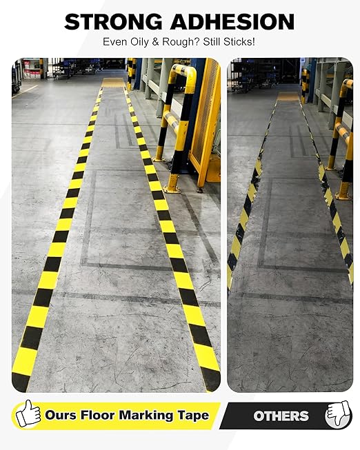 Avery Dennison Safety Floor Tape 2 Inch x 108 FT, Heavy-Duty PVC Forklift-Resistant, High-Visibility Reflective for Warehouse/Factory/Parking, Black & Yellow, ROHS/Reach Certified (3 Rolls)