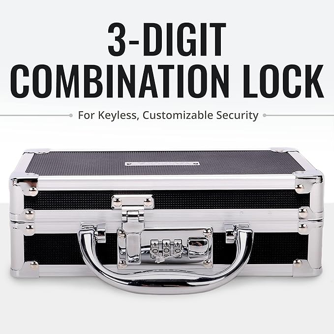 Vaultz Medicine Safe Case w/Combination Lock - Pack of 1 Cases, 8.35 x 5 x 2.5" - Black