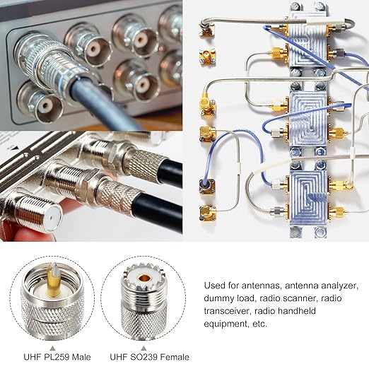RG58 Coaxial Cables UHF (PL259) Male to UHF (SO239) Female, [for Antenna Radio Transceiver] - 16Feet / 50 Ohm/Black/ 1Pcs