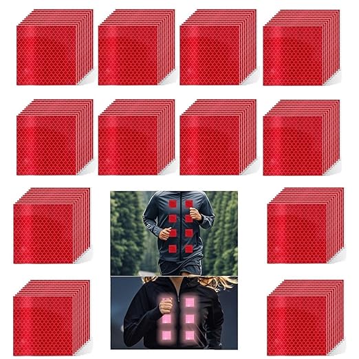 Red Reflective Stickers 2 inch X 2 inch, Outdoor Waterproof High Visibility Warning Safety Adhesive Reflector Tape (120 Pcs)
