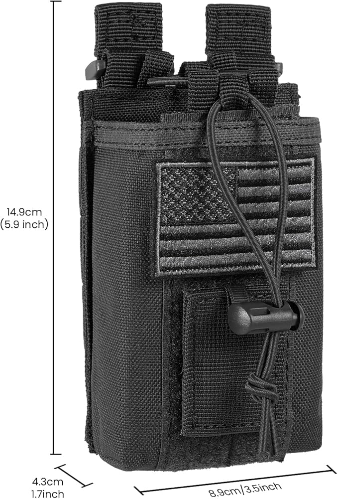 Tactical Radio Holder - Molle Radio Pouch Universal Case for Police Firefighter Two Ways Walkie Talkies Vest (Black)