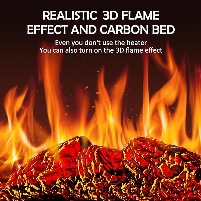Electric Space Heater, 1500W Electric Fireplace Heater with Thermostat and Remote Control, Energy Efficient Space Heaters for Indoor Use with Realistic 3D Flame and 12H Timer, 7 Adjustable Colors