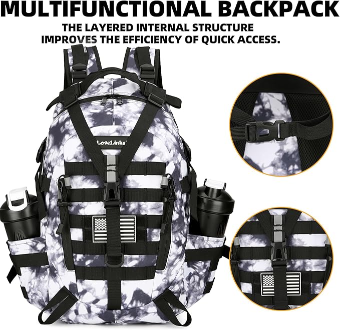 25L Tactical Backpack Hiking Daypacks Outdoor Military Molle Bag EDC Rucksack Motorcycle Backpack for Camping