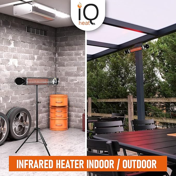 Wave 1500W Carbon Infrared Heater - Wall-Mounted & Freestanding with Remote - Quiet & Weatherproof for Indoor/Outdoor Use - Experience Next-Level, Efficient Heating
