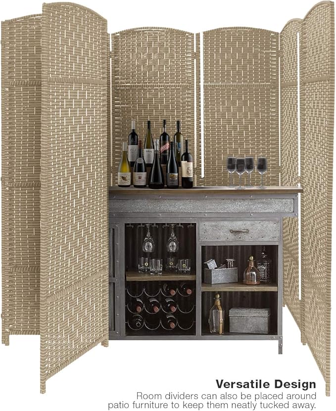 Sorbus 8 Panel Room Divider 6 ft. Tall - Privacy Screen, Extra Wide Double Hinged Panels, Diamond Double-Weaved, Partition Room Dividers and Folding Privacy Screens, Wall Divider for Room Separation