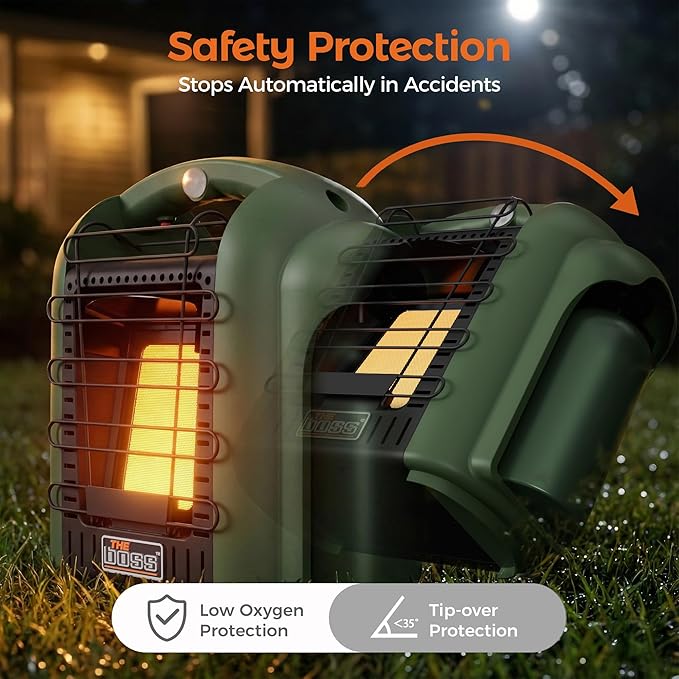 THE BOSS Propane Heater for Patio, 6000 BTU Portable Heater Outdoor Use Propane, Outdoor Space Heater for Camping