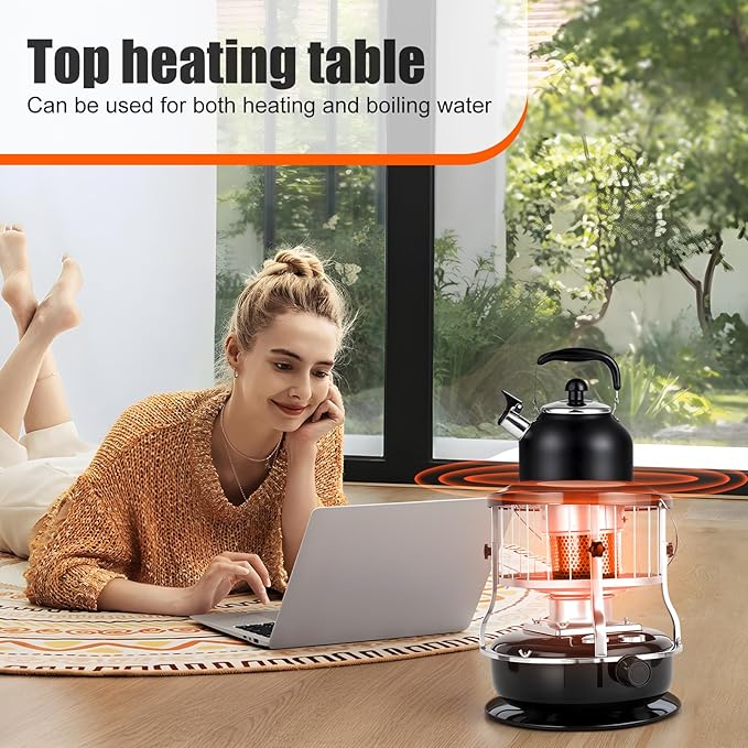 2 in 1 Portable Kerosene Heater Stove Kerosene Heaters for Indoor Use 9000 BTU Non Electric Heaters Indoor Outdoo for Camping Hunting Cooking and Emergency Heater Black