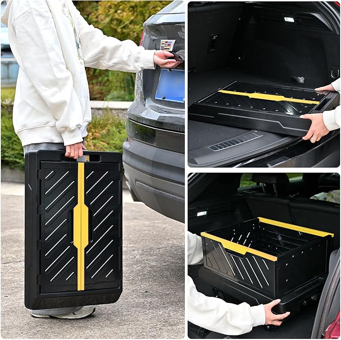 2-in-1 Foldable Hand Truck 132 Ibs Capacity, Portable Folding Cart with Telescoping Handle, Moving Dolly Cart with 4 Silent Wheels for Moving on Supermarket, Outdoors, Warehouse and Apartment