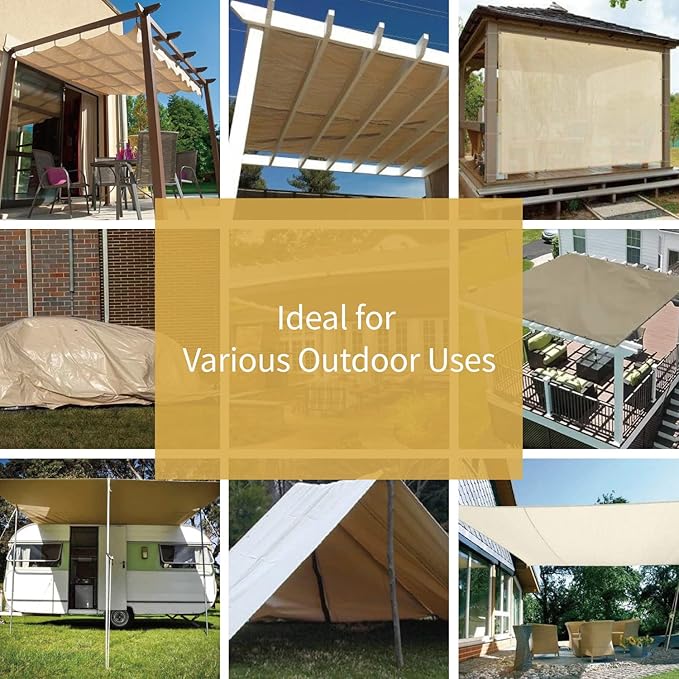 GUARD SHIELD Beige Tarp 8x10 Feet Large Tarps Heavy Duty Outdoor Tarpaulin Cover 12mil