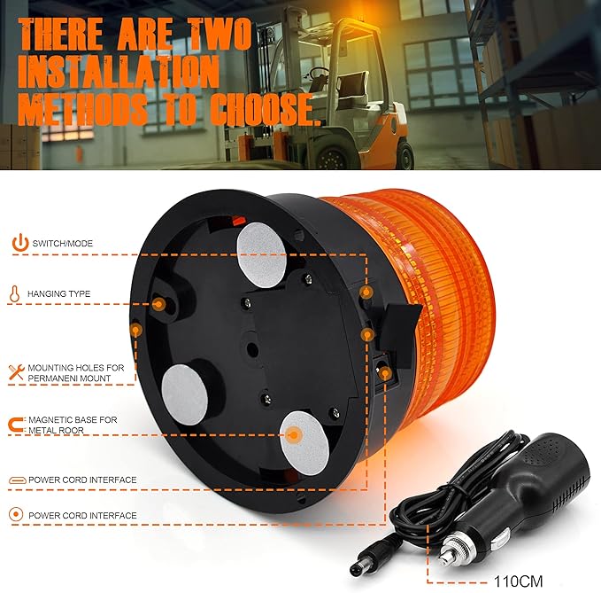 AnTom 2PCS Magnetic Wireless Strobe Lights, Rechargeable Emergency Flashing Warning Battery Operated Beacon Light for Vehicle, forklifts,Tractors,Golf carts,UTVs,Cars,Buses
