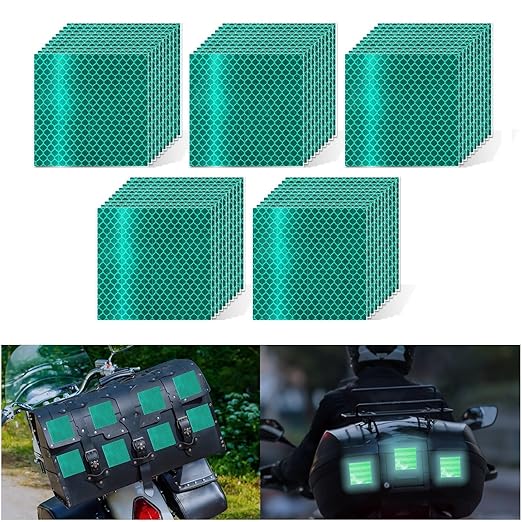 Non Fading Green Reflective Stickers 2 inch X 2 inch, Outdoor Waterproof High Visibility Warning Safety Adhesive Reflector Tape (50 Pcs)