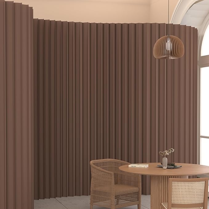 Foldable Room Divider Privacy Screens Movable Temporary Wall Space Partition, 5.25~9.19 FT Tall, 6.56~16.5 FT Width, Choice of Various Sizes and Styles(Brown)