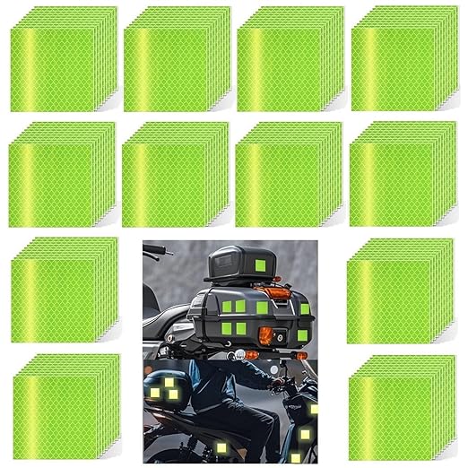 Fluorescent Reflective Stickers 2 inch X 2 inch, Outdoor Waterproof High Visibility Warning Safety Adhesive Reflector (120 Pcs)