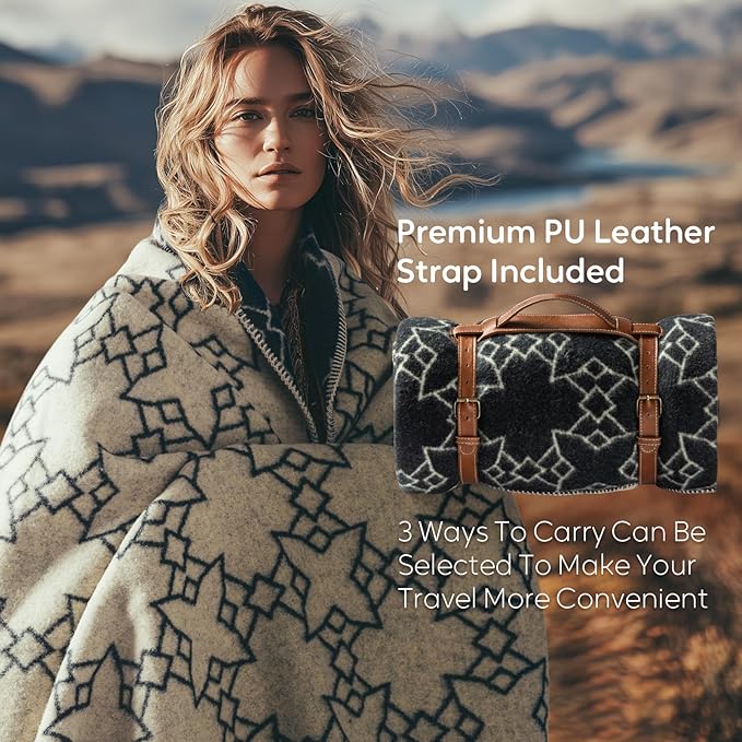 100% Wool Blanket, 62" x 86", Warm, Thick, Washable, Military Wool Blanket, Great for Camping, Outdoors, Sporting Events, Survival Kits Star