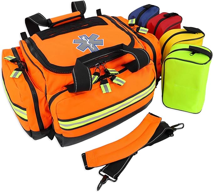 Lightning X Stocked X-Large Modular EMT Medic Trauma Bag w/Emergency Medical Fill Kit Supplies - ORANGE
