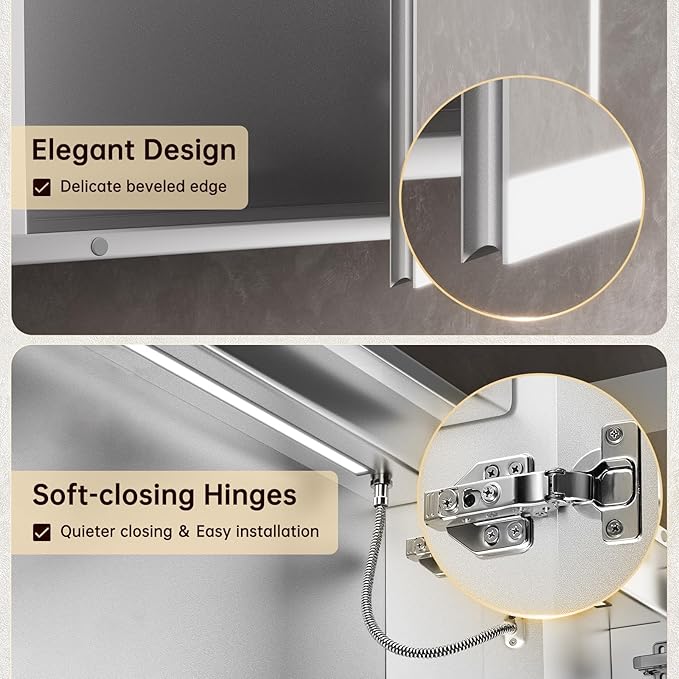 30"x32" Medicine Cabinet Mirror, LED Lighted Medicine Cabinet with Electrical Outlet＆USB, Anti-Fog, 3 Colors Temperature Stepless Dimmable, Aluminum Cabinet for Storage and Mordern Decor