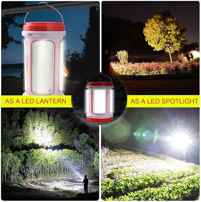 SUYOOULIN Solar Rechargeable LED Flashlight Lantern, Super Bright 10000LM Handheld LED Spotlight Searchlight, Multifunction Camping Lantern Work Light, 5 Light Modes, Waterproof for Emergency, Home