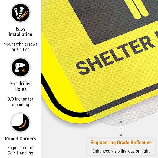 Shelter in Place with Up Arrow Sign, 12x18 Inches, 3M EGP Reflective .063 Aluminum, Fade Resistant, Made in USA by Sigo Signs