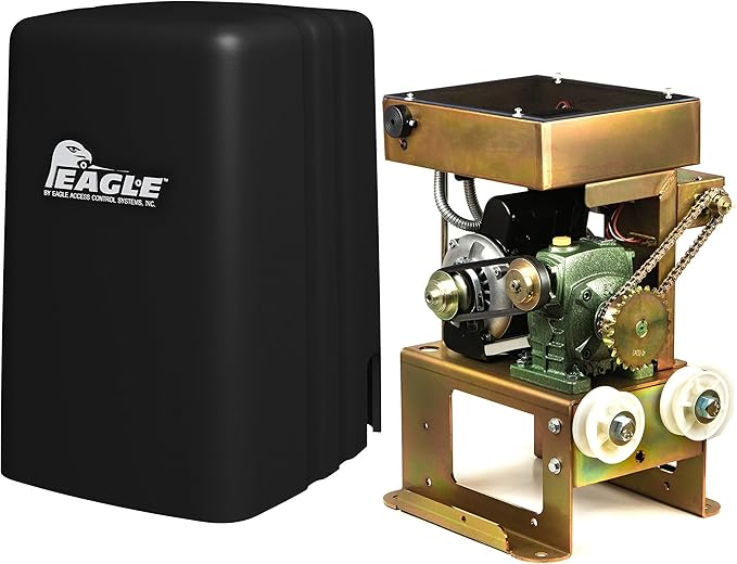 Home Slide Gate Opener Eagle 1000 FSC 1/2 HP Sliding Gate Motor Operator System Residential and Light Commercial for 27’ feet 600lbs Rolling Gates with Wireless Remotes