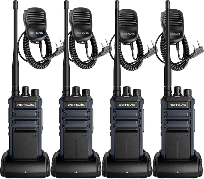 Retevis RT86A Walkie Talkies Long Range, Heavy Duty Two Way Radio with Mic, GMRS 2 Way Radio, Group Call, Easy Pairing, for Construction Industry(4 Pack)