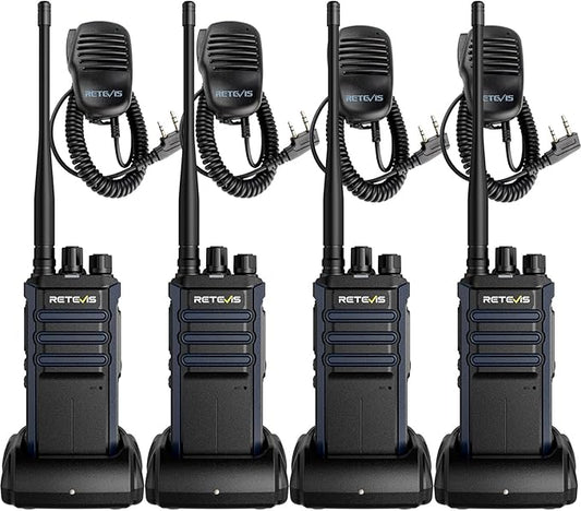 Retevis RT86A Walkie Talkies Long Range, Heavy Duty Two Way Radio with Mic, GMRS 2 Way Radio, Group Call, Easy Pairing, for Construction Industry(4 Pack)