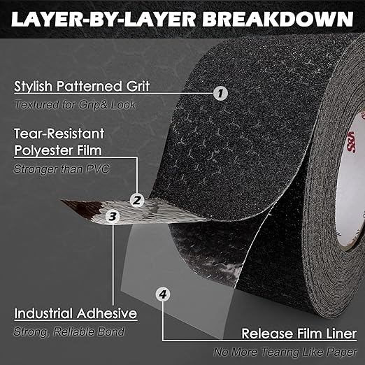 S&X Anti Slip Tape Heavy-Duty 12" x 33' Non Skid Roll, Unmatched Grip Tape for Skateboard, Outdoor Stairs, Decks, Ramps - Waterproof & Durable
