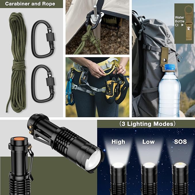 Survival Kits, Hiking and Camping Essentials, Emergency Survival Gear, Gifts for Men, Gifts for Dad, Husband, Teenagers, Cool Fishing and Hunting Gadgets, Christmas and Birthday Gifts