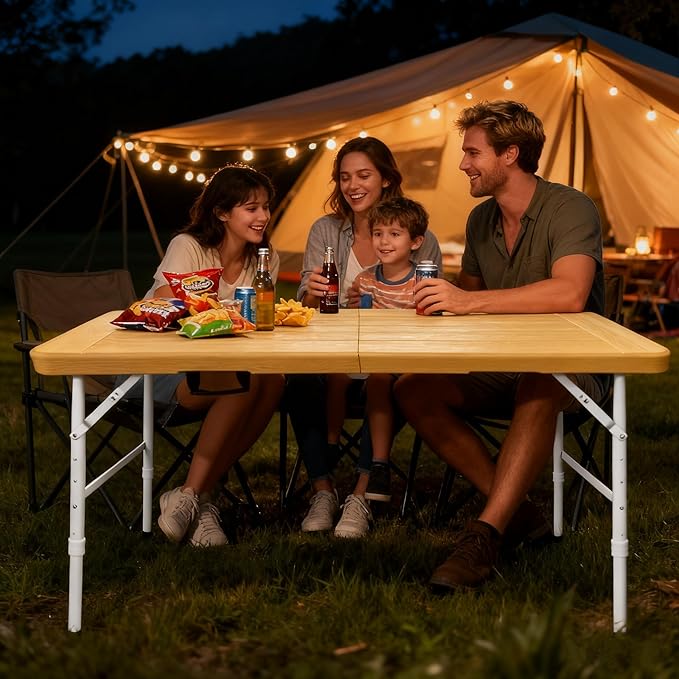 Folding Table, 4FT/6 FT Foldable Table with Carrying Handle, Steel Legs Heavy Duty Portable Utility Table for Party, Dining, Wedding, Events, Picnic Indoor, Outdoor, Camping